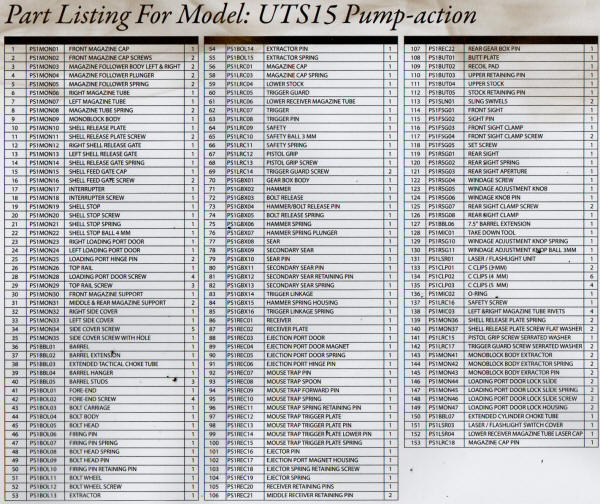 UTAS UTS-15 Review Parts List