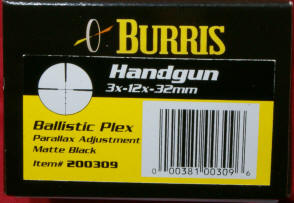 Burris 3-12x32mm Handgun Scope Review - Label