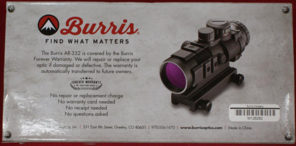 Burris AR-332 Warranty