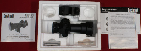 Bushnell TRS-32 Red Dot Sight Box Contents