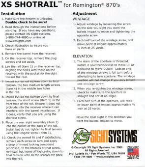 XS Shotrail Instructions