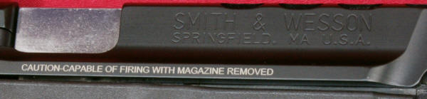 Smith & Wesson M&P9 Performance Center Ported Pistol Slide Markings