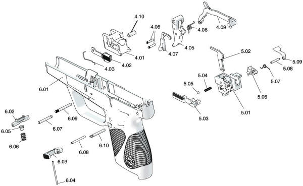 Taurus 709 Slim Pistol Grip Frame Assembly Parts Diagram